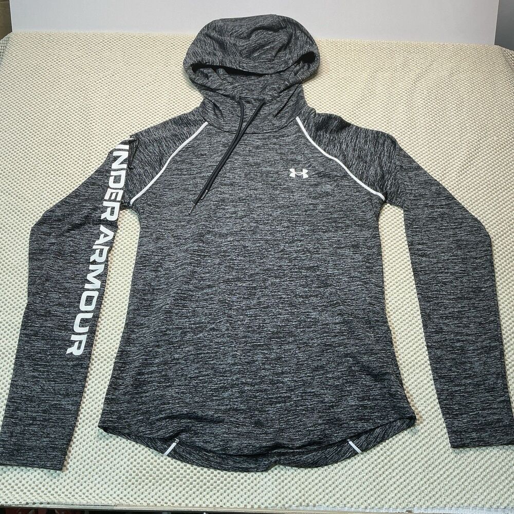 Under Armour Hoodie Women’s XS Black Gray Heather Loose Fit Athletic Training